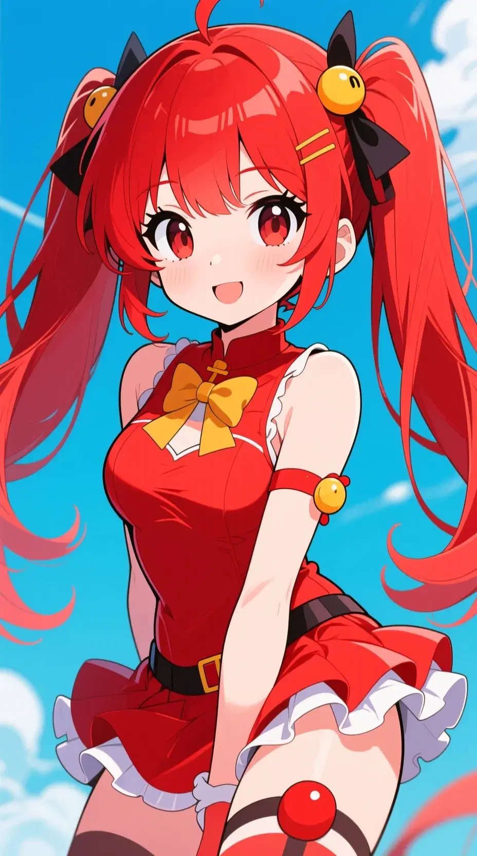 bright red pum pum anime girl