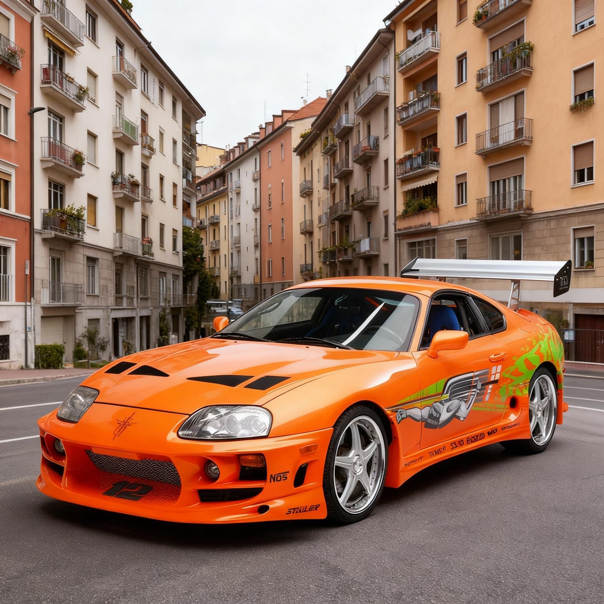 the car driving in european city, blocks and apartments